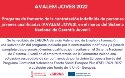 Monllor García participa en el programa de contratación indefinida de personas jóvenes cualificadas (AVALEM JOVES )